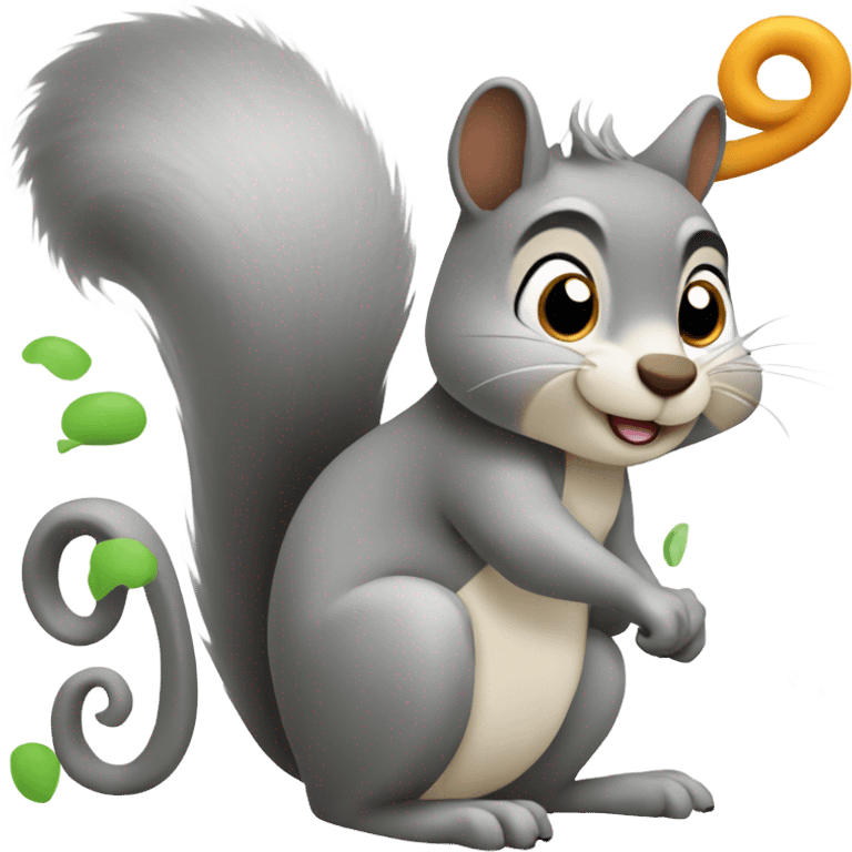 Squirrel with a squiggly tail emoji