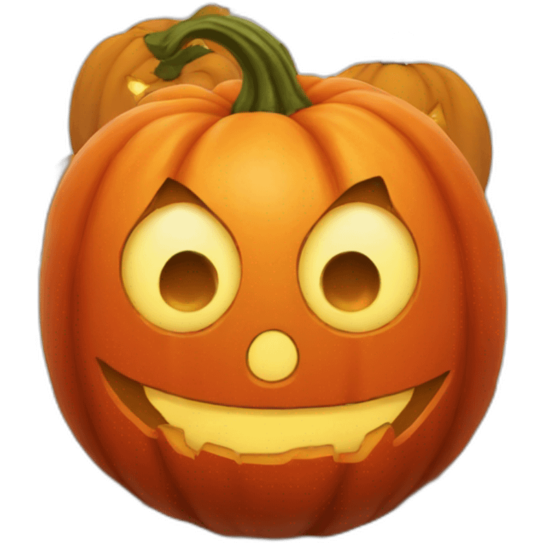 a halloween themed red-faced pumpkin emoji