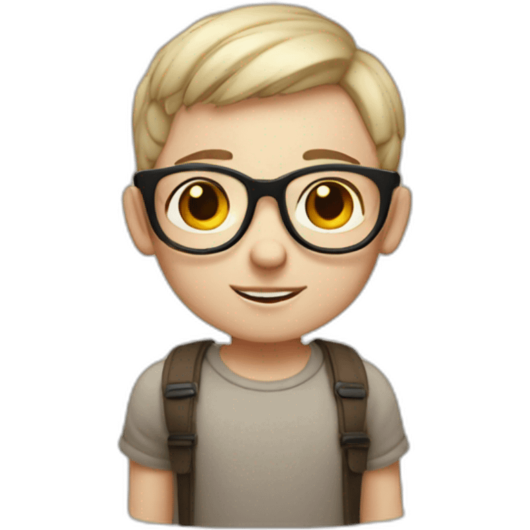 cute boy with round galasses white skin frecles emoji