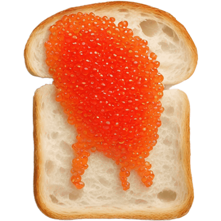 Fresh red caviar on bread, one, white background  emoji