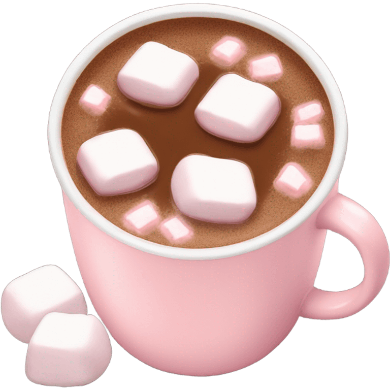 Light Pink mug of hot chocolate with marshmallows  emoji