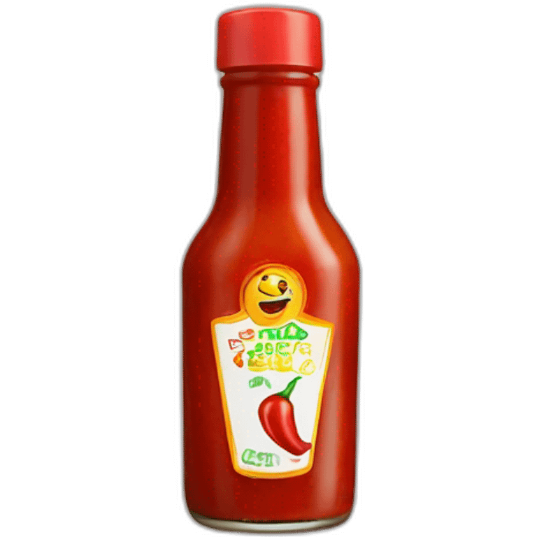 Bottle of hot sauce with only a picture of a red chili on the front no text emoji