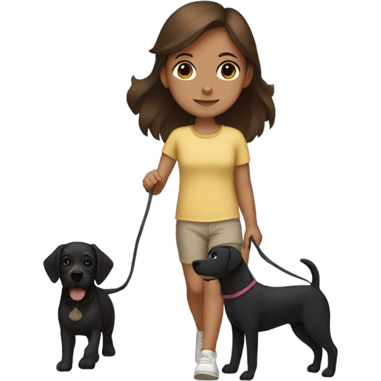 medium brown hair girl walking with a black dog emoji