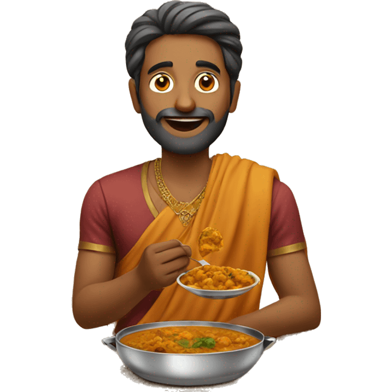 Indian man eating curry emoji