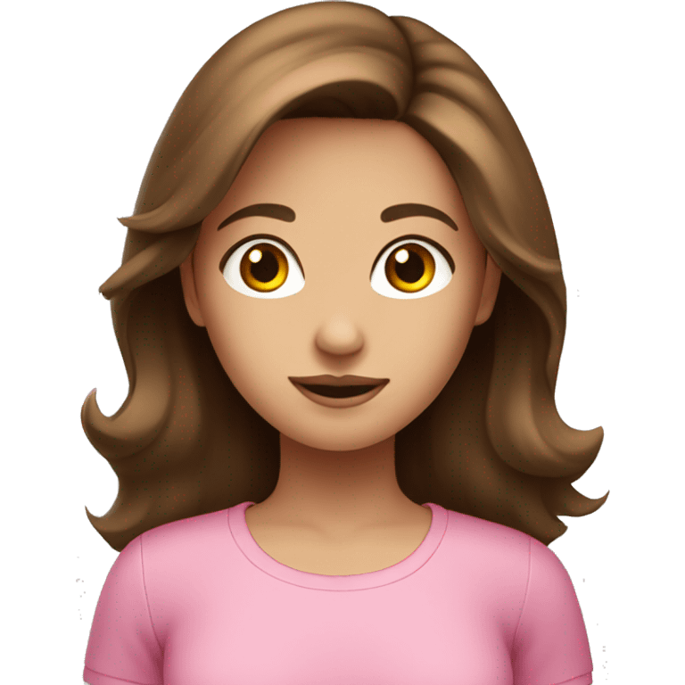 Brown haired pretty girl in pink top emoji