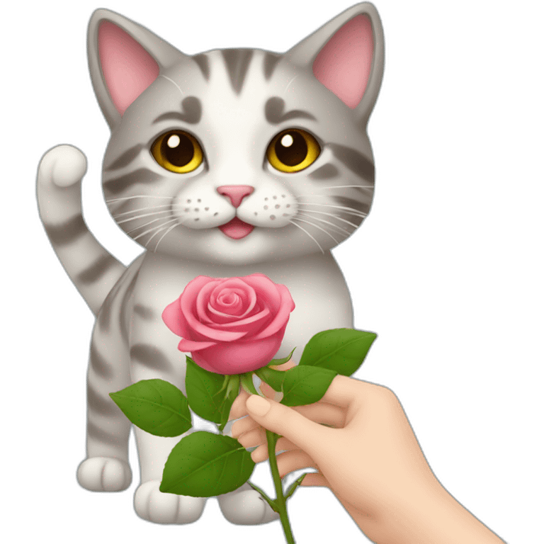 Cat with holding rose in hand emoji