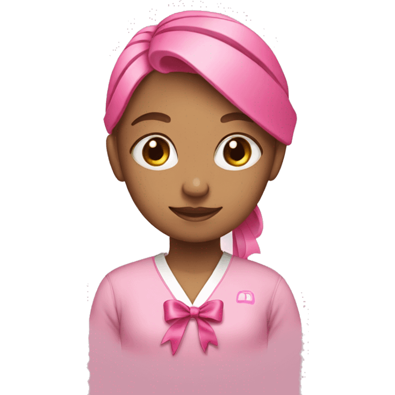 girl with pink ribbon emoji