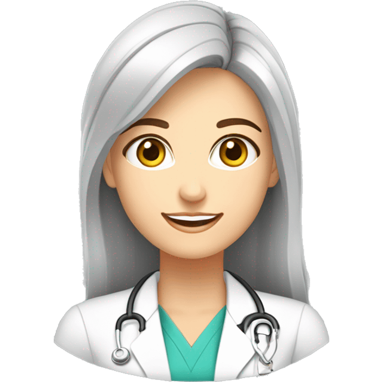 Crea un avatar de medio cuerpo de una nutricionista morena con ojos grandes y de color gris, cara fina, pelo rubio y largo, ojos grises, uniforme blanco, no incluí ningún elemento médico  emoji