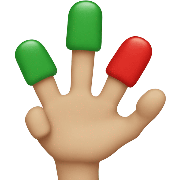 A green and red finger emoji