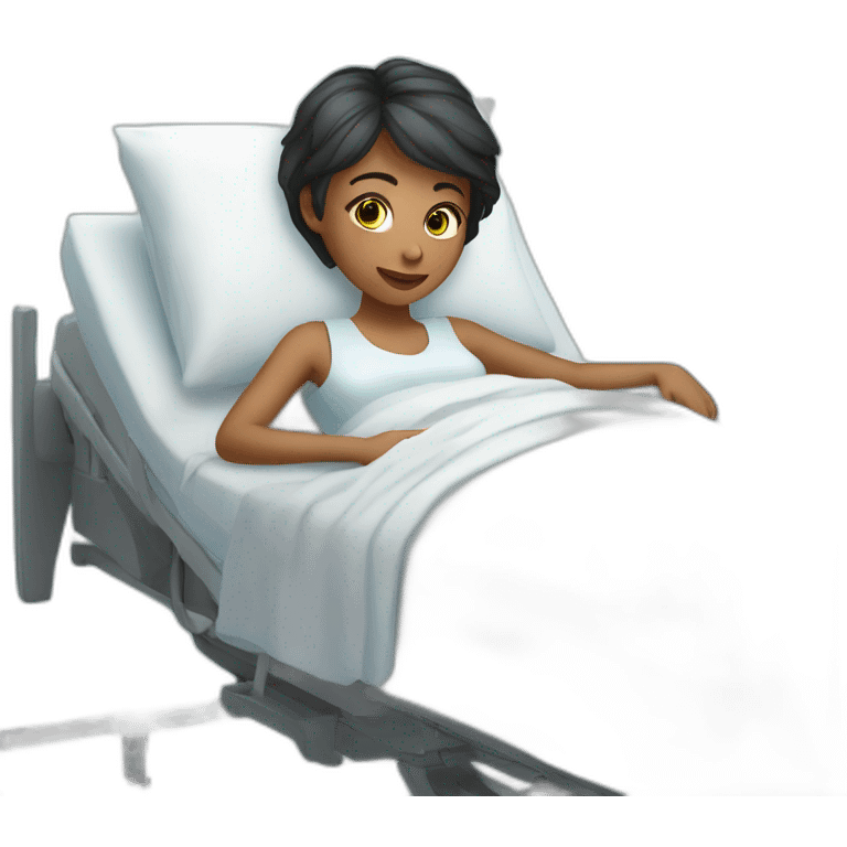 Girl whith short hair in the bed of hospital emoji