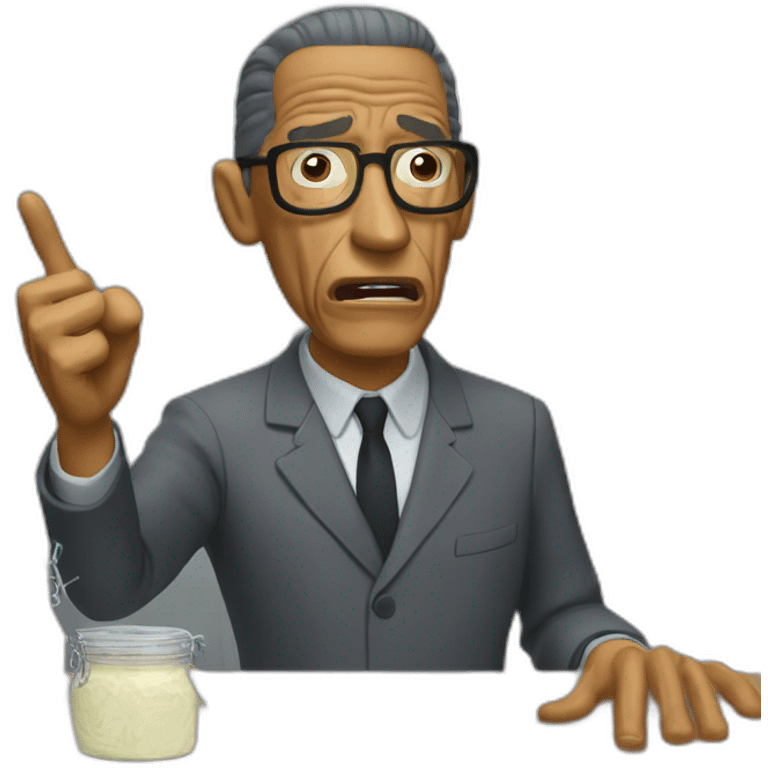 Angry Gus fring pointing jar of mayonnaise titled "Mayonnaise" emoji