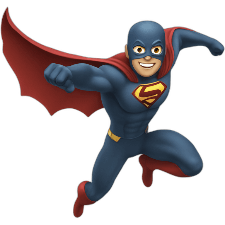 superhero smiling and flying emoji