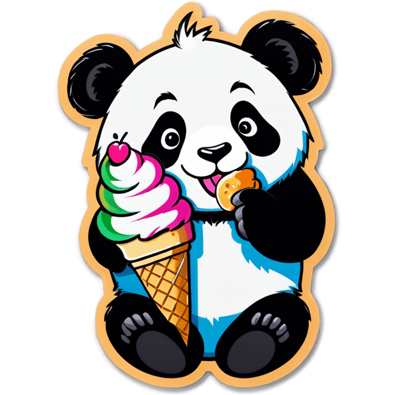 Panda eating ice cream emoji