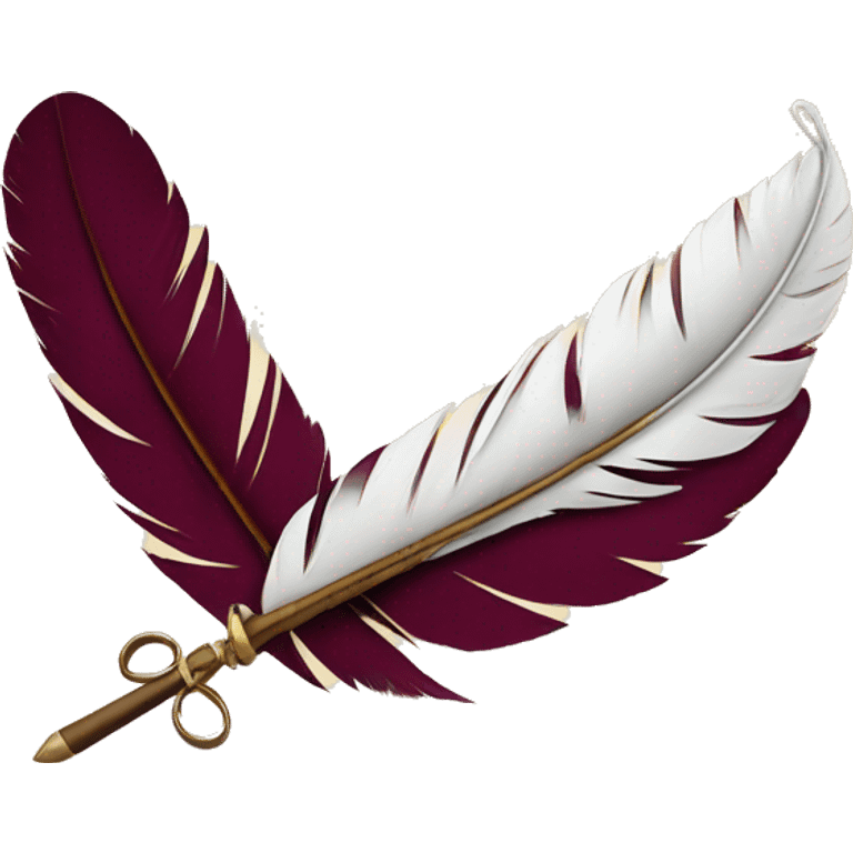 a feather quill and an open burgundy SCROLL emoji