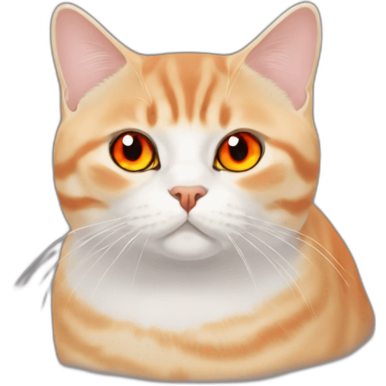 A chabby british shorthair cat in red with orange eyes emoji