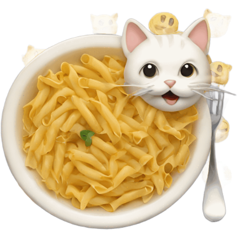 Cat eating pasta emoji