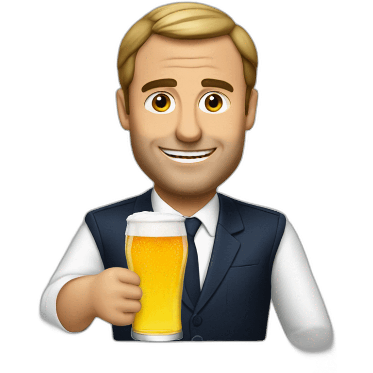 Macron drink a beer emoji