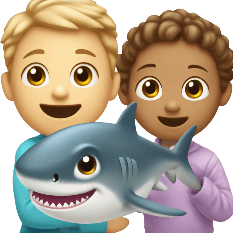 Baby shark with little kids emoji