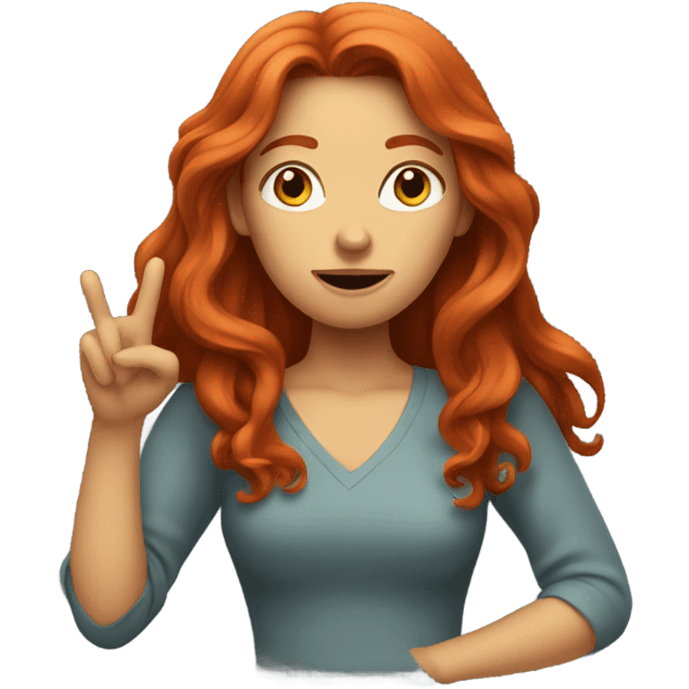 Red headed woman with long hair gesturing “I have no idea” emoji