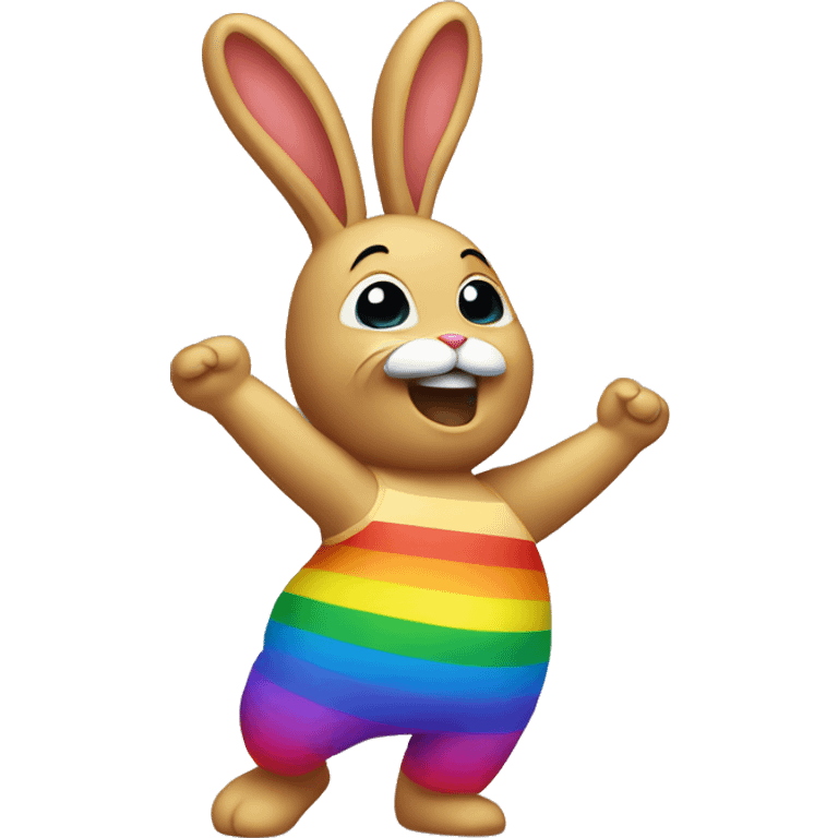 rainbow bunny doing the salsa emoji