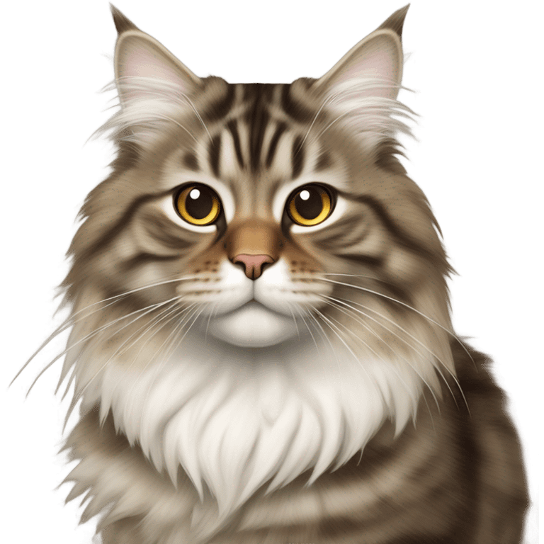 Siberian cat brown tabby and white emoji