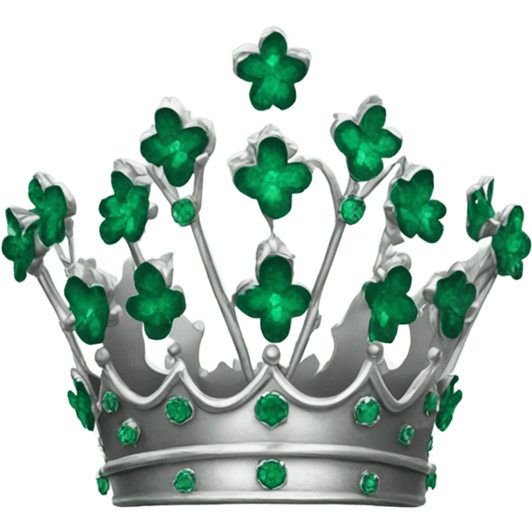 Silver crown with flowers made of emeralds emoji