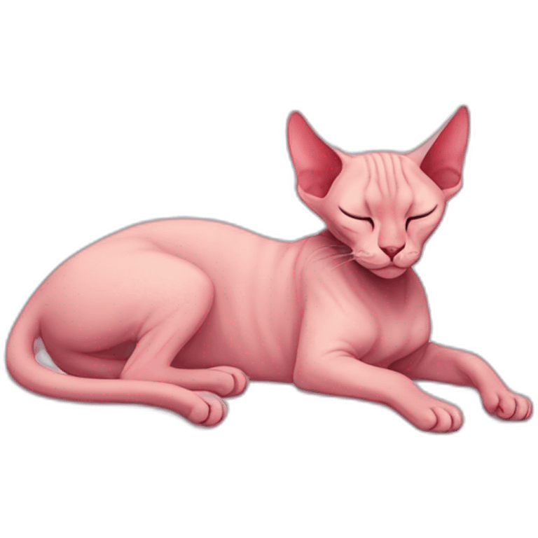 pink sphinx cat sleeping full body emoji