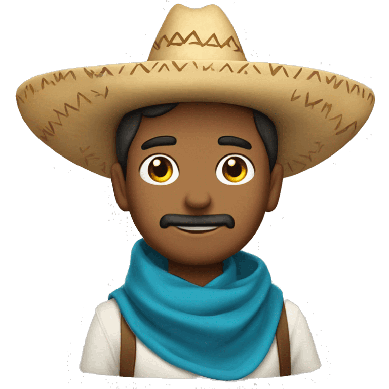 mexican with blue scarf on and mae him wear a sombrero that says mateo emoji