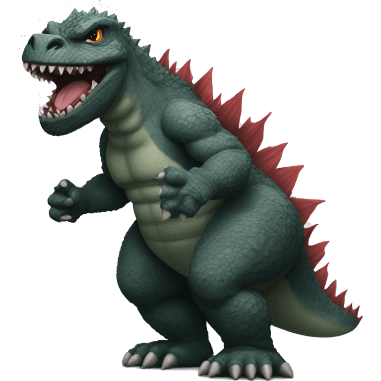 Godzilla with big body tattoos emoji