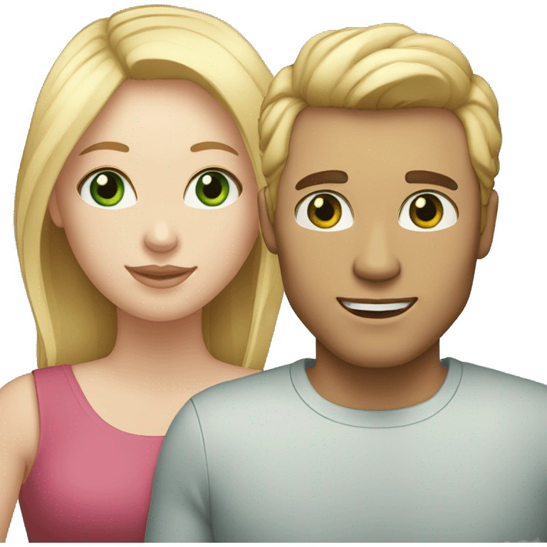 A couple, Woman with white skin, blonde hair and green eyes and man with light skin, blue eyes and blonde hair  emoji