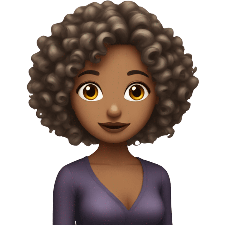 Coquette girl with curly hair emoji