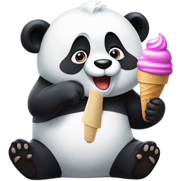 Panda eating ice cream emoji