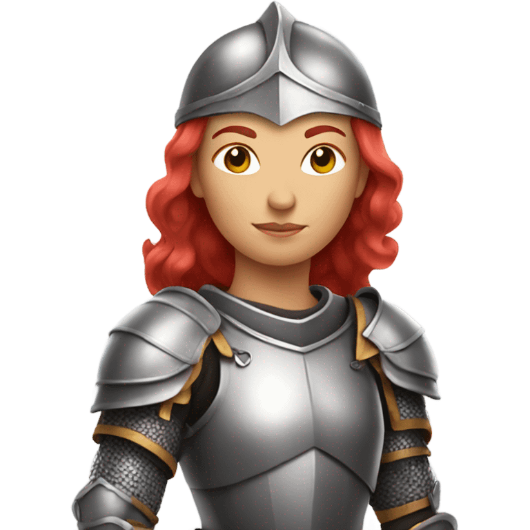 Female knight with pink armor and red hair emoji