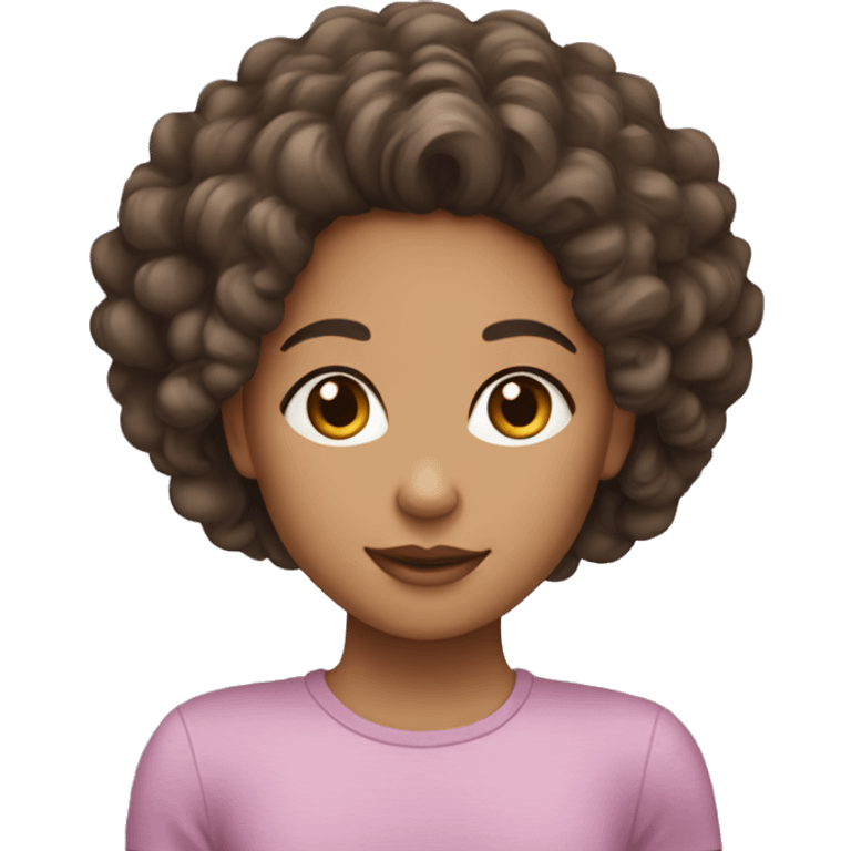 a girl who’s lightskin with curly 4b hair emoji