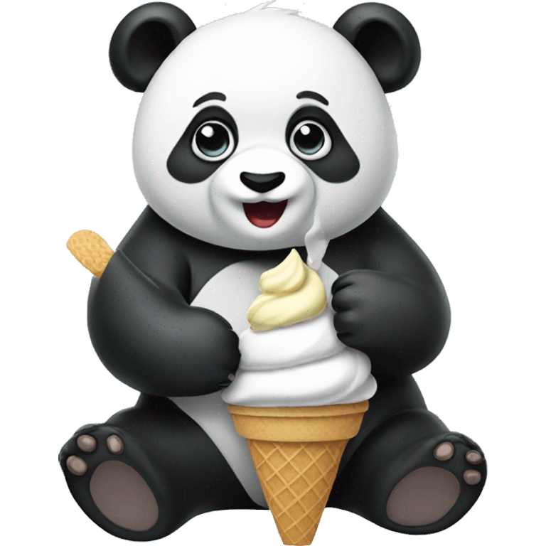 Panda eating ice cream emoji