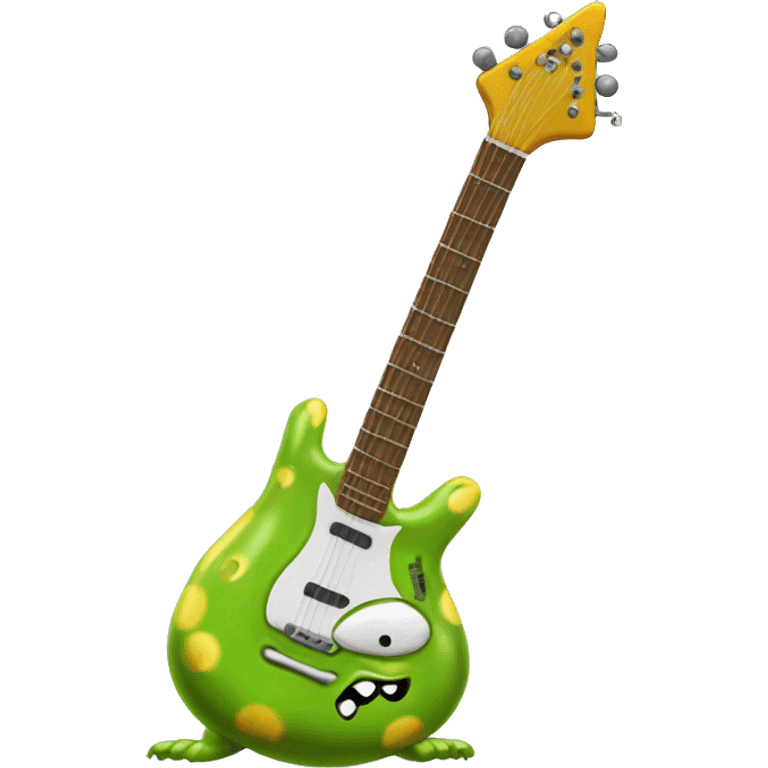 Happy slimy slug playing electric guitar emoji