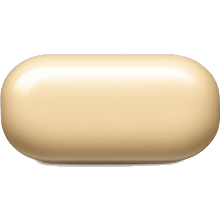 Singular glossy coated oblong beige pill capsule emoji