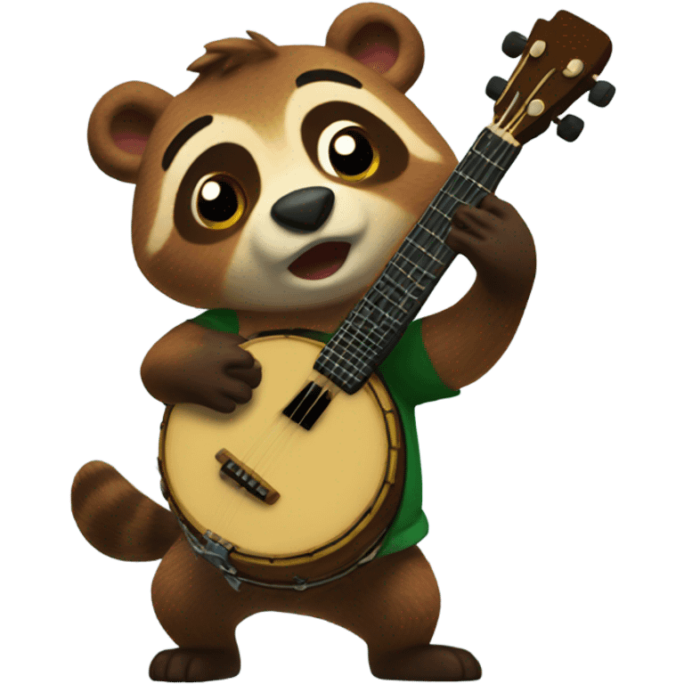 Tom Nook playing a banjo emoji