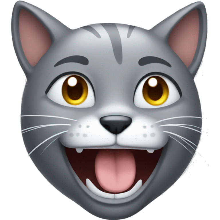 gray laughing cat with tears emoji emoji