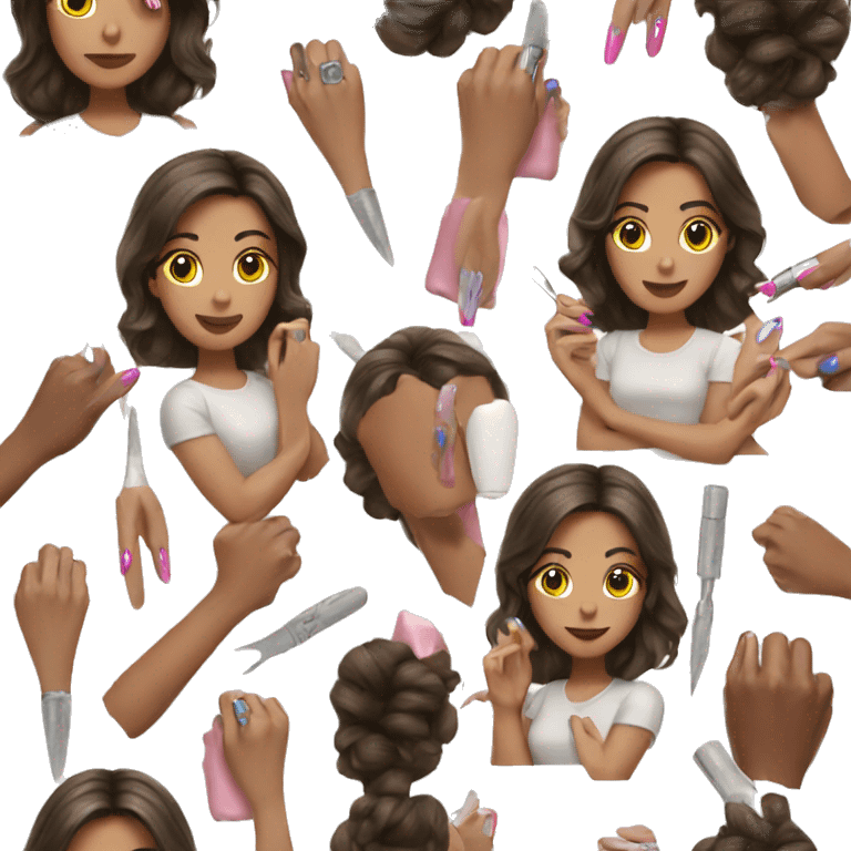 Brunette girl do nails emoji