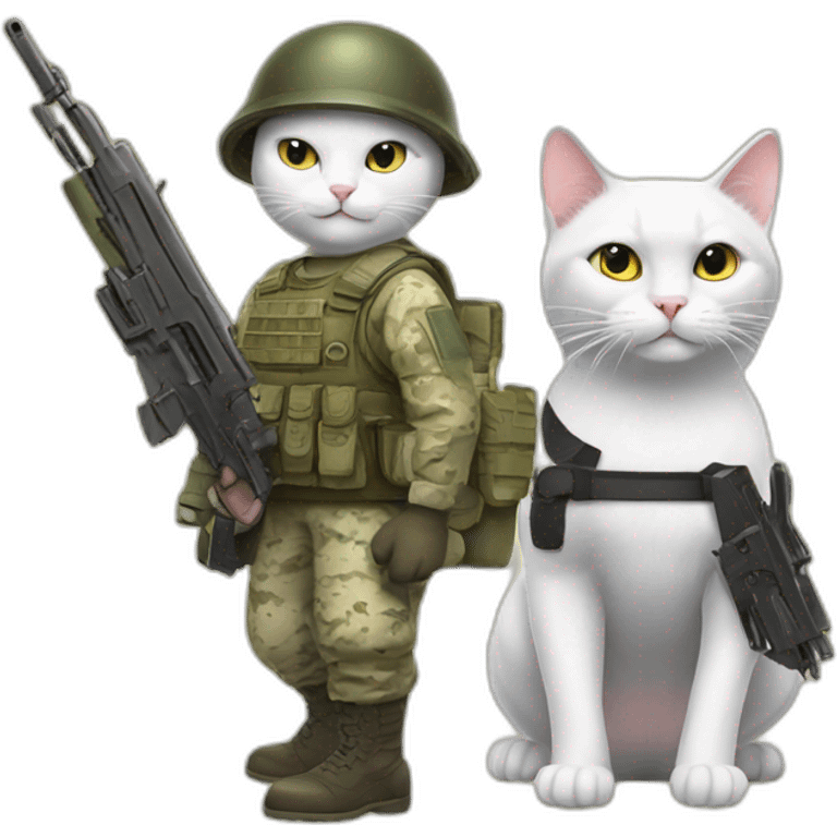 white male cat with soldier anda gun emoji