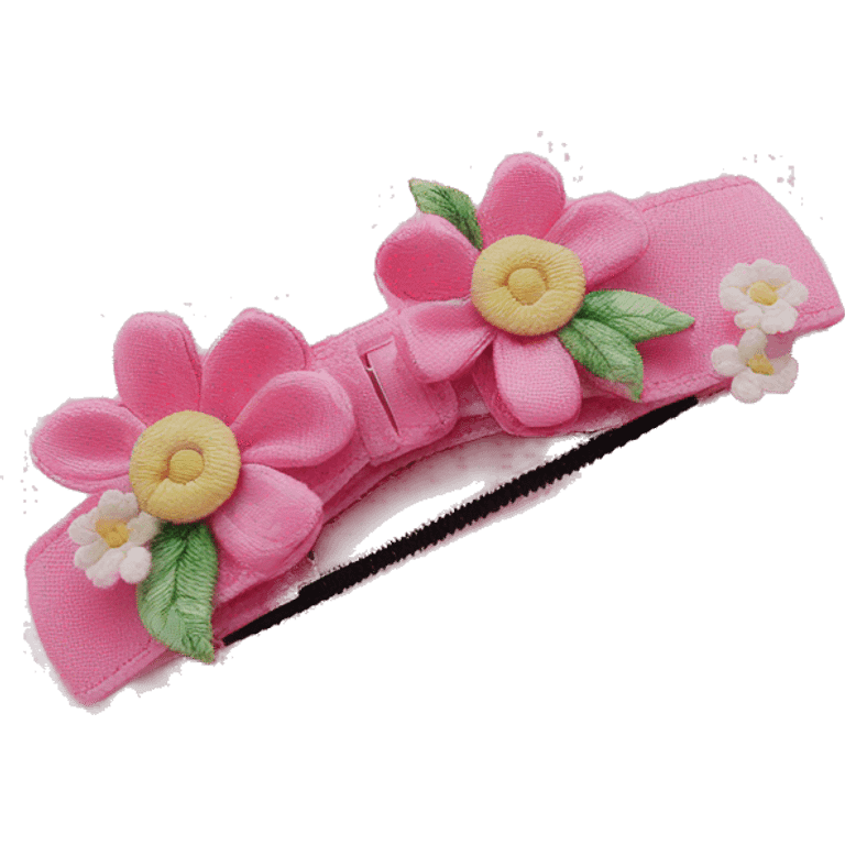 pink fabric hair clip with flowers emoji