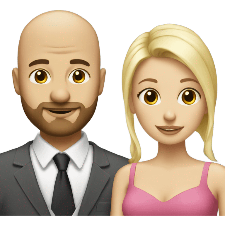 Bald man with beard marries blonde woman emoji