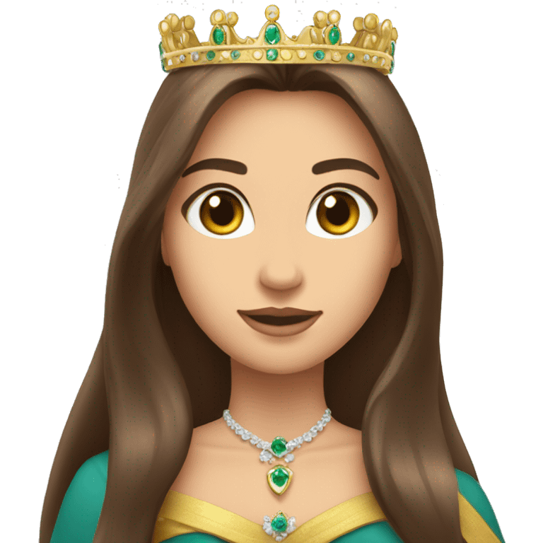 miss with crown sash written Jaraguá do Sul very long straight brown hair emoji