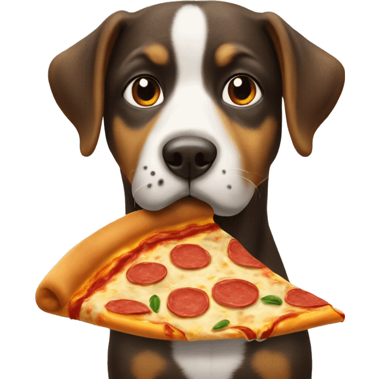 Hund mit Schal Der eine Pizza ist emoji