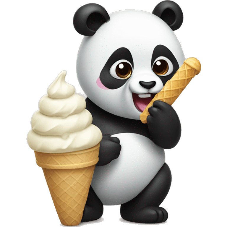 Panda eating ice cream emoji