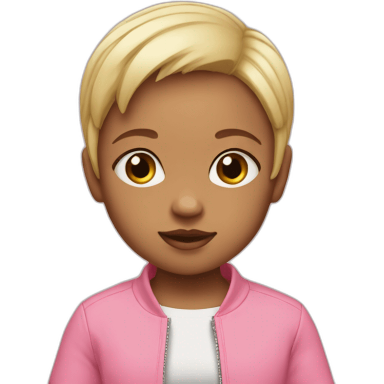 Baby girl with pink jacket short blonde hair emoji