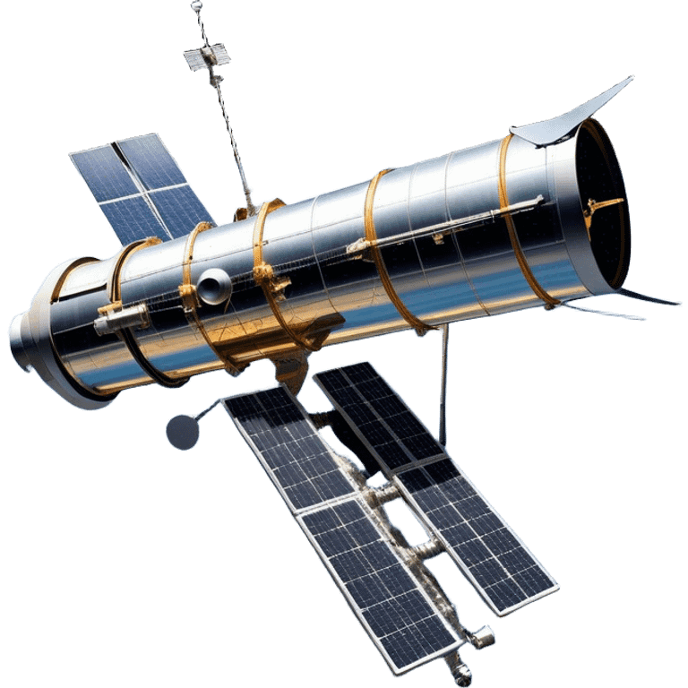  Cinematic Realistic Hubble Space Telescope – A majestic, ultra-detailed rendering of the Hubble Telescope floating above Earth. Its reflective metallic surface and vast solar panels stretch into the darkness, while the lens is pointed outward, capturing the mysteries of the cosmos. emoji