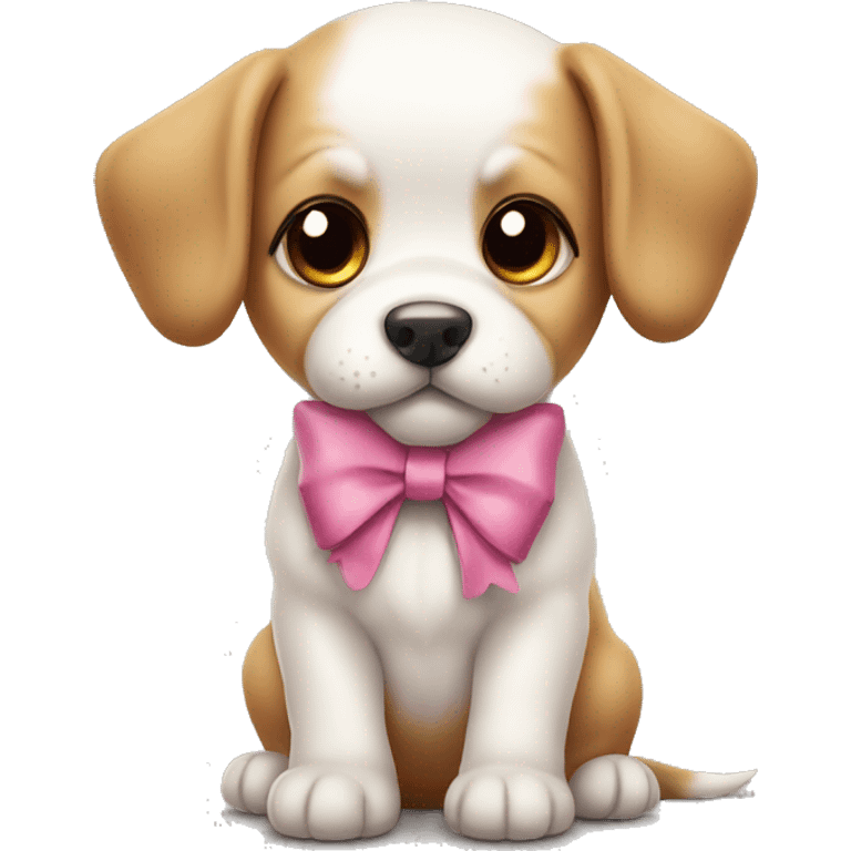 Cute puppy whit a bow  emoji