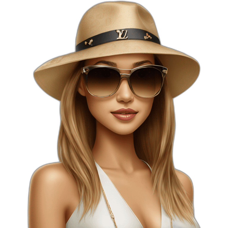 Jessica Alba with Louis Vuitton cap and sunglasses emoji